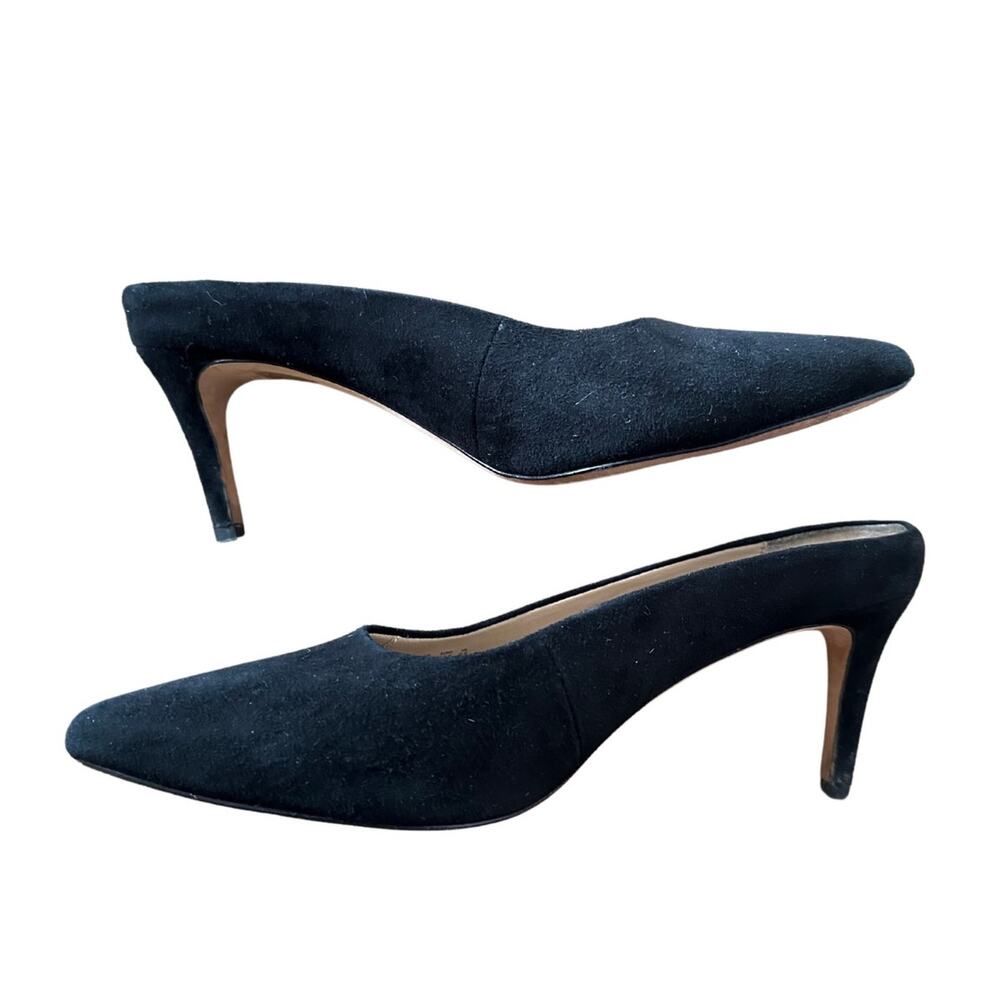 Pour La Victoire Black Suede Pointed Toe Slip on Mules I 9